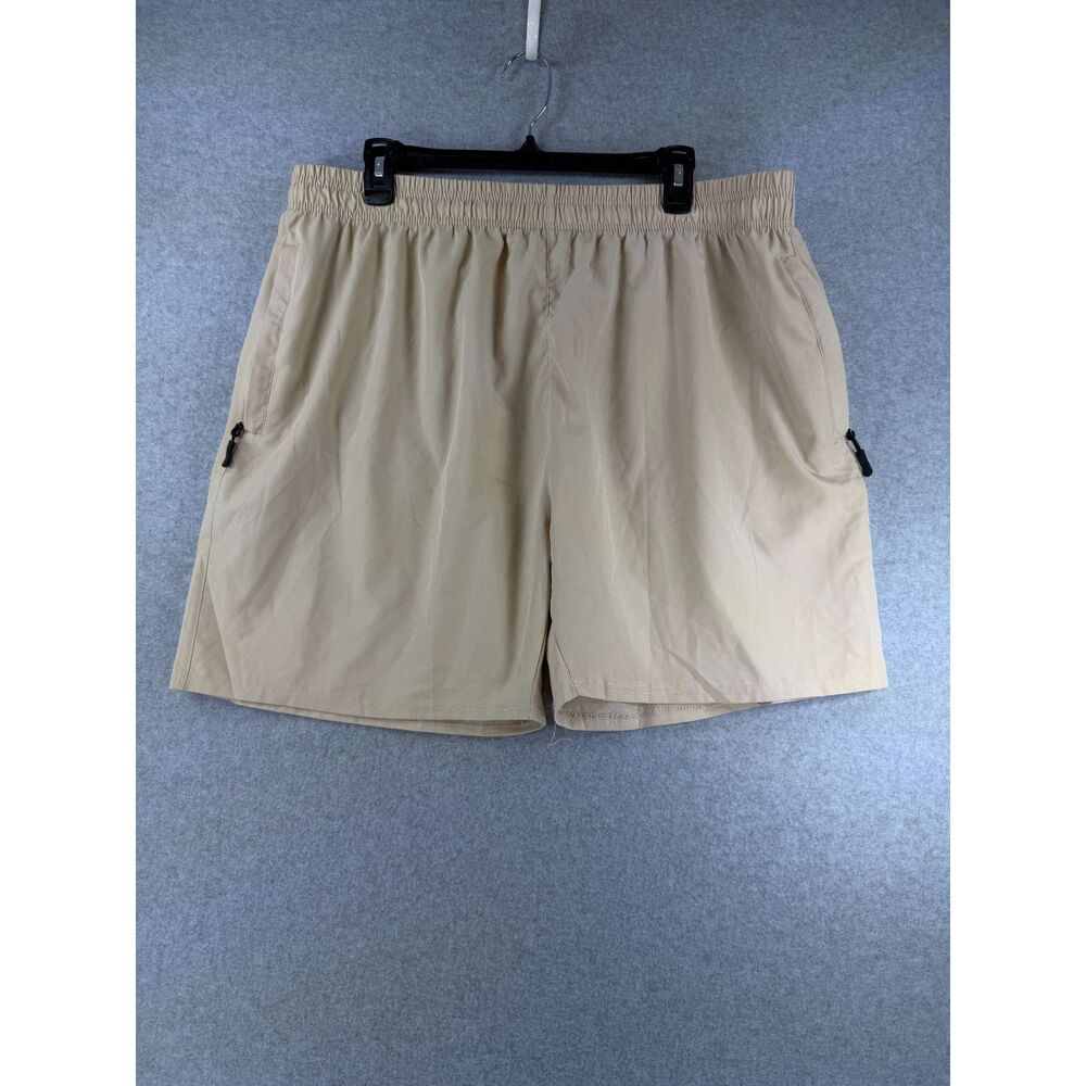 Ultra Performance Men’s 2XL Beige Stretch Athletic Shorts Zip Pockets 3648